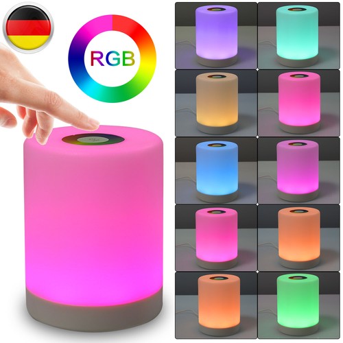 LED-Nachttischlampe Touch-Sensor-Steuerung Leseleuchte Dimmbar RGB Tischlampe DE