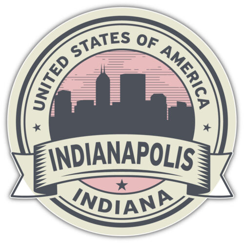 Indianapolis City Indiana USA State Retro Badge Car Bumper Sticker Decal /"SIZES/"