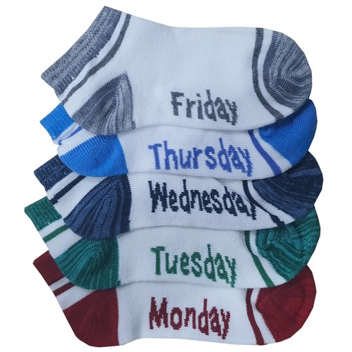 5 x Garçons Enfants jours de la semaine Trainer Chaussettes Nouveauté École Lun-Ven