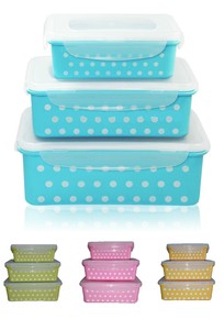 plastic storage rectangle polka 3x tub container lock dot amp clip