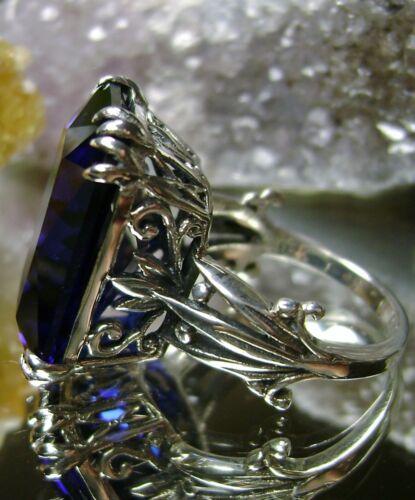 13ct *Sapphire* Sterling Silver Floral Leaf Filigree Ring Size {Made To Order} 