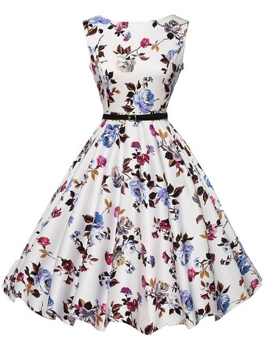 Women Vintage Style Pinup Swing Evening Party Sleeveless Rockabilly Retro Dress