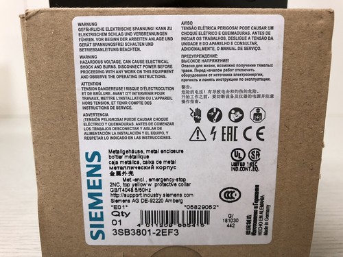 SIEMENS ENCLOSURE WITH EMERGENCY STOP 3SB3801-2EF3