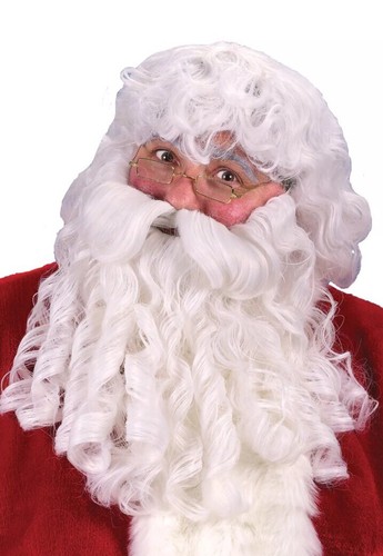 Deluxe Santa Claus Wig /& Beard Set /& Eyebrows White Costume Adult Christmas