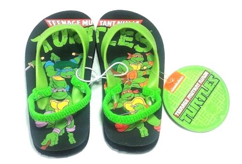Teenage Mutant Ninja Turtles Niños Negro Verde Flip Flop Sandalias Zapatos Nuevos