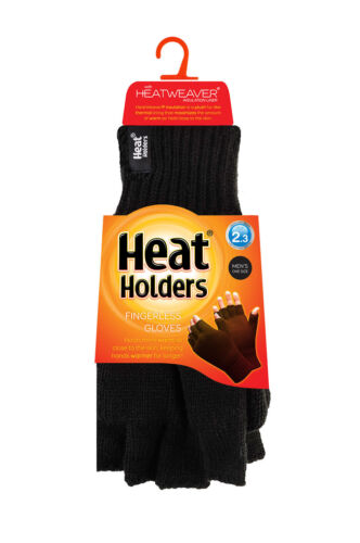 Mens Thick Winter Warm 2.3 TOG Knitted Thermal Fingerless Gloves Heat Holders 
