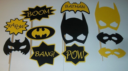 11 Photo Booth Props Batman Boom Yellow and Black 2102D DIY