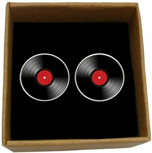 Red//Black Bassin and Brown Mens Vinyl Disc Cufflinks