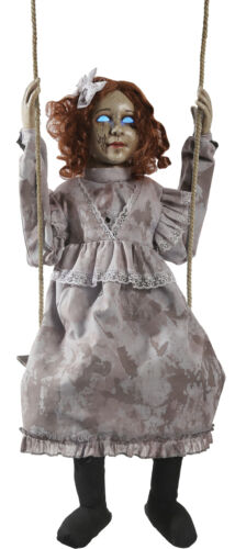 Swinging Decrepit Doll Animated Prop Girl Hanging Halloween Decor Sensor 