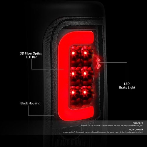 SMOKE HALO PROJECTOR HEADLIGHT+DRL+BLACK 3D LED TAIL LIGHT FOR 94-02 DODGE RAM