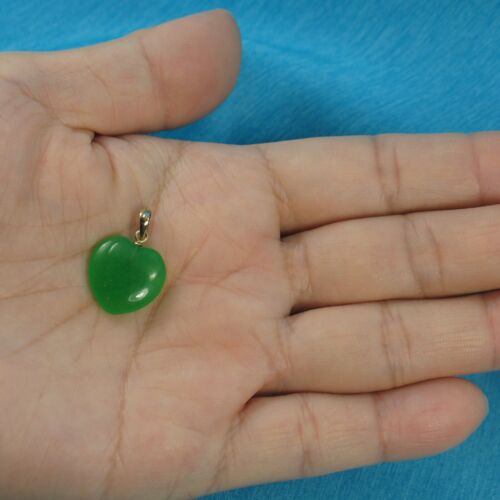 14k solide or jaune fabriqué à la main COEUR /& LOVE 15 mm vert jade Pendentif TPJ