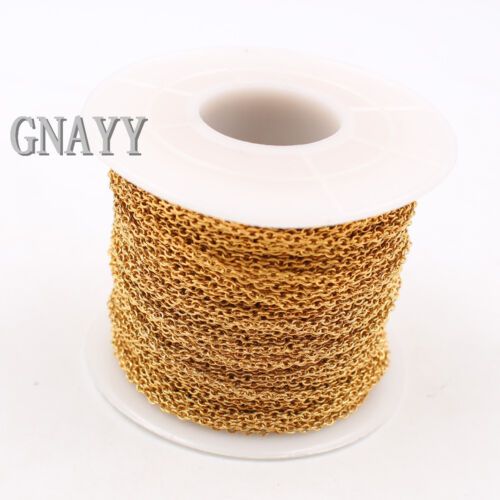 GNAYY 10meter Lot Gold stainless steel Thin O Link Chain Jewelry Finding 1.5mm 