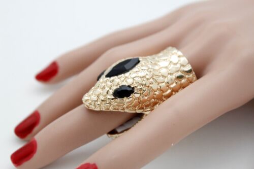 Women Big Fashion Jewelry Statement Goldr Metal Ring Bling Snake Head Hip Hop