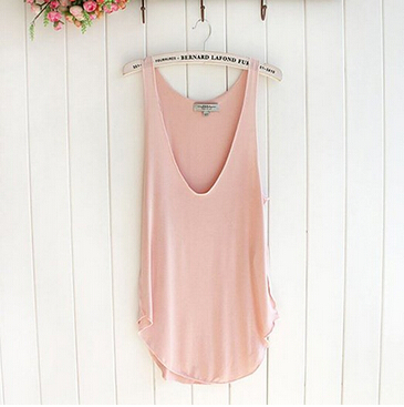 Summer Vest Woman Vest Lady Sleeveless V-Neck Candy Vest Loose Tank Tops T-shirt