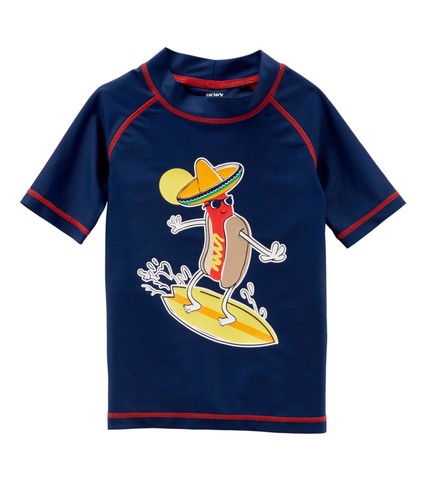 Carter/'s Baby Boys Hot Dog Rashguard Swim Top Trunks New