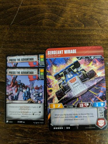 Transformers TCG Sergeant Mirage 2x Press the Advantage NM-Mint
