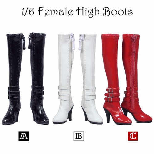 1//6 Zipper High Boots Fashion Shoes Model For 12/'/' Phicen Figure Female Body Toy