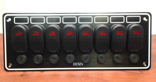 Marine Boat 8 Gang Waterproof Switch Panel Aluminum Plate 12V DC 3.75/" x 9.5/"