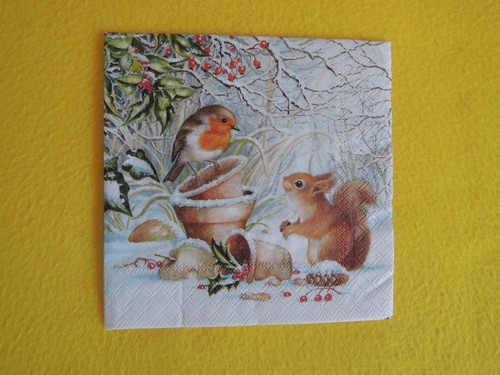 20 Serviettes hiver écureuil Rouge-gorges Robin Oiseau Animaux 1 boîte neuf dans sa boîte