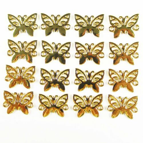 10Pcs 6g Carved Tibet Gold Butterfly Connector Pendant Bead 15x12x1mm S-1346PJ 