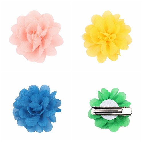 20 Couleurs bébé fille en mousseline de soie Fleurs Doublé hair bows clips pour ados filles bébés