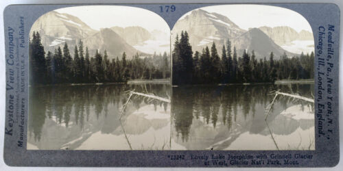 Glacier N.P Keystone Stereoview Lake Josephine 1920's Scenic America Set # 179 