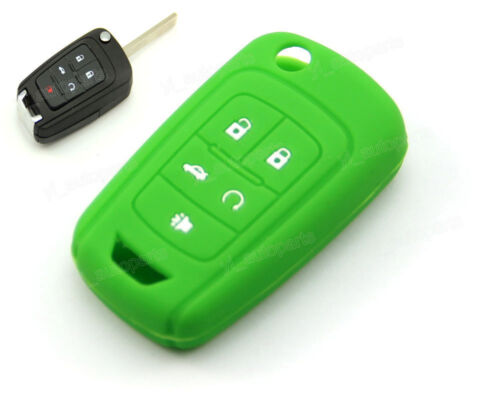Green Silicone Case Cover For Chevrolet Camaro 5 Button Remote Flip Key CHEV5FGR 
