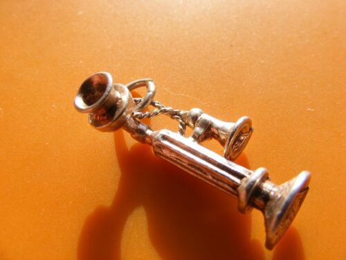 J VINTAGE STERLING SILVER CHARMS TAXI WELL TYPE WRITER SHELL KEY CAR BELL  PHONE