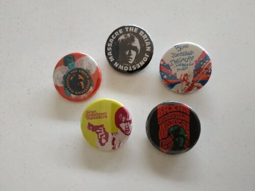 badges, pins, 25mm, garage, psychedelic 5 X BRIAN JONESTOWN MASSACRE buttons