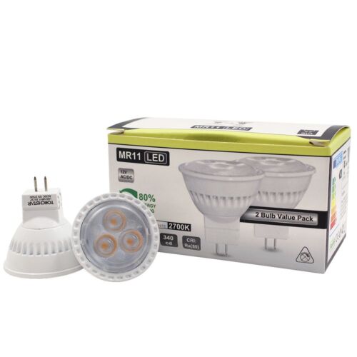 2 PACK 3W MR11 LED Bulb Bi Pin GU4 Base Spotlight 2700K Warm White 200lm
