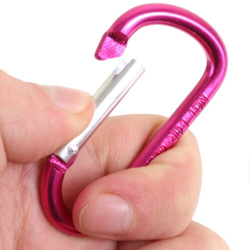 Large Coloured Hiking Camping 4 x CARABINER CLIPS Keyring Spring Sprung Small 