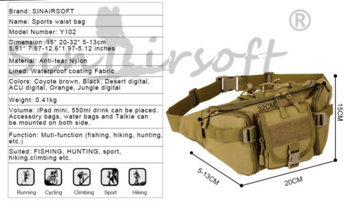 Men Tactical Military Shoulder Waist Fanny Pack Molle Bag Outdoor Camping Hiking