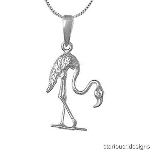 New .925 Sterling Silver Flamingo Bird Pendant Necklace 