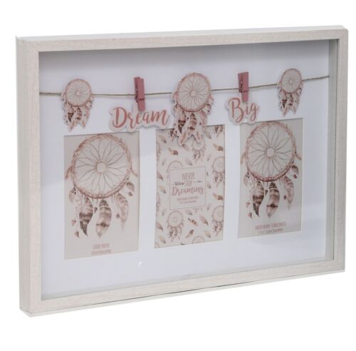 Pink Coloured Triple Photo Box Frame Dream Catcher Style