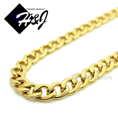18-40/"MEN Stainless Steel 6mm Gold Cuban Curb Chain Necklace Cross Pendant*P76