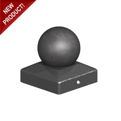 75mm Epoxy Black Metal Round Ball Fence Finial Post Caps For 3 Posts