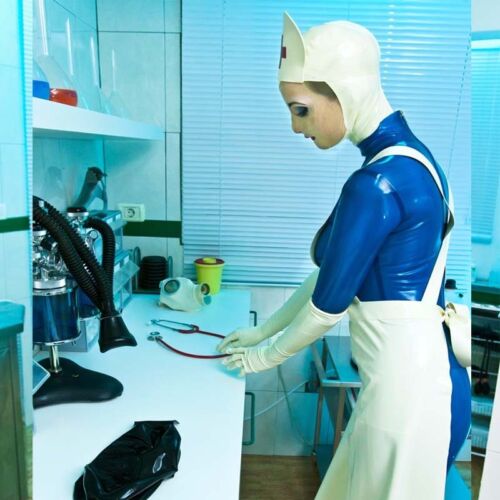 Lesbian nurse latex catsuit fan image