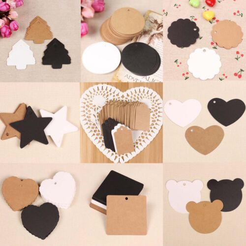 New 100Pcs Brown Kraft Paper Hang Tags Wedding Party Favor Label Price Gift Card
