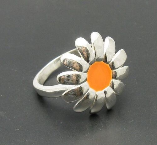 Stylish Genuine Sterling Silver Ring Solid 925 Flower With Enamel Handmade
