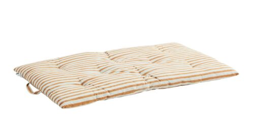 White & Orange Striped Cotton Mattress Garden Bench Lounger Cushion 2 Sizes 