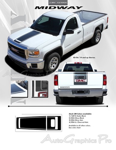 MIDWAY2014-2018 GMC Sierra Graphics Decals /& Accents Stripes 3M Wet Install