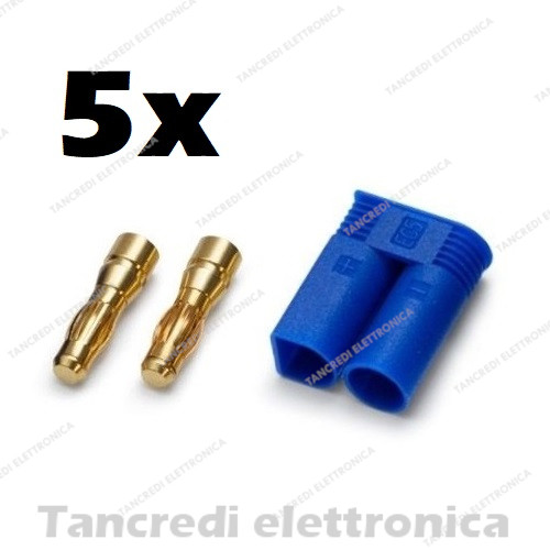 5x Connettore EC5 Maschio Lipo Batteria Plug Drone Modellismo RC Batterie banana