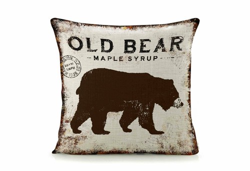 Old Bear Linen Throw Pillow