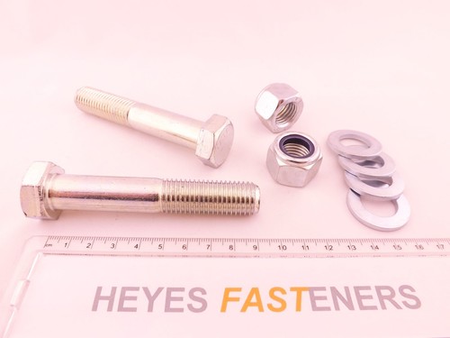 M16 X 90mm 8,8 HT BULLONE pack.bzp con Nyloc Dadi /& Rondelle la scelta di Qtà Pack