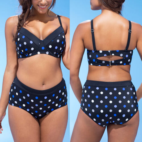 Women High Waist Bikini Swimsuit Bathing Beach Swimwear Spotted Bottom Plus Size