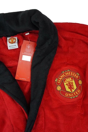 Mens Official MANCHESTER UNITED Football Fleece Dressing Gown Bathrobe S M L XL