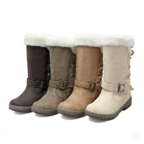 Women/'s Winter Boots Snow Fur Warm Insulated Waterproof Midi Calf Ski Shoes Size