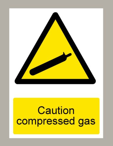 2 X CAUTION COMPRESSED GAS STICKERS SIGNS
