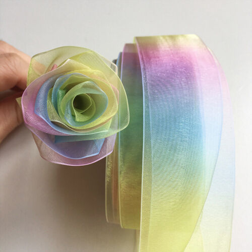 10Yards Gradient Lace Trim Organza Ribbons Wedding Dress Decor DIY Gift Handmade 