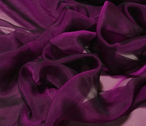 Iridescent Silk Chiffon Fabric Boysenberry